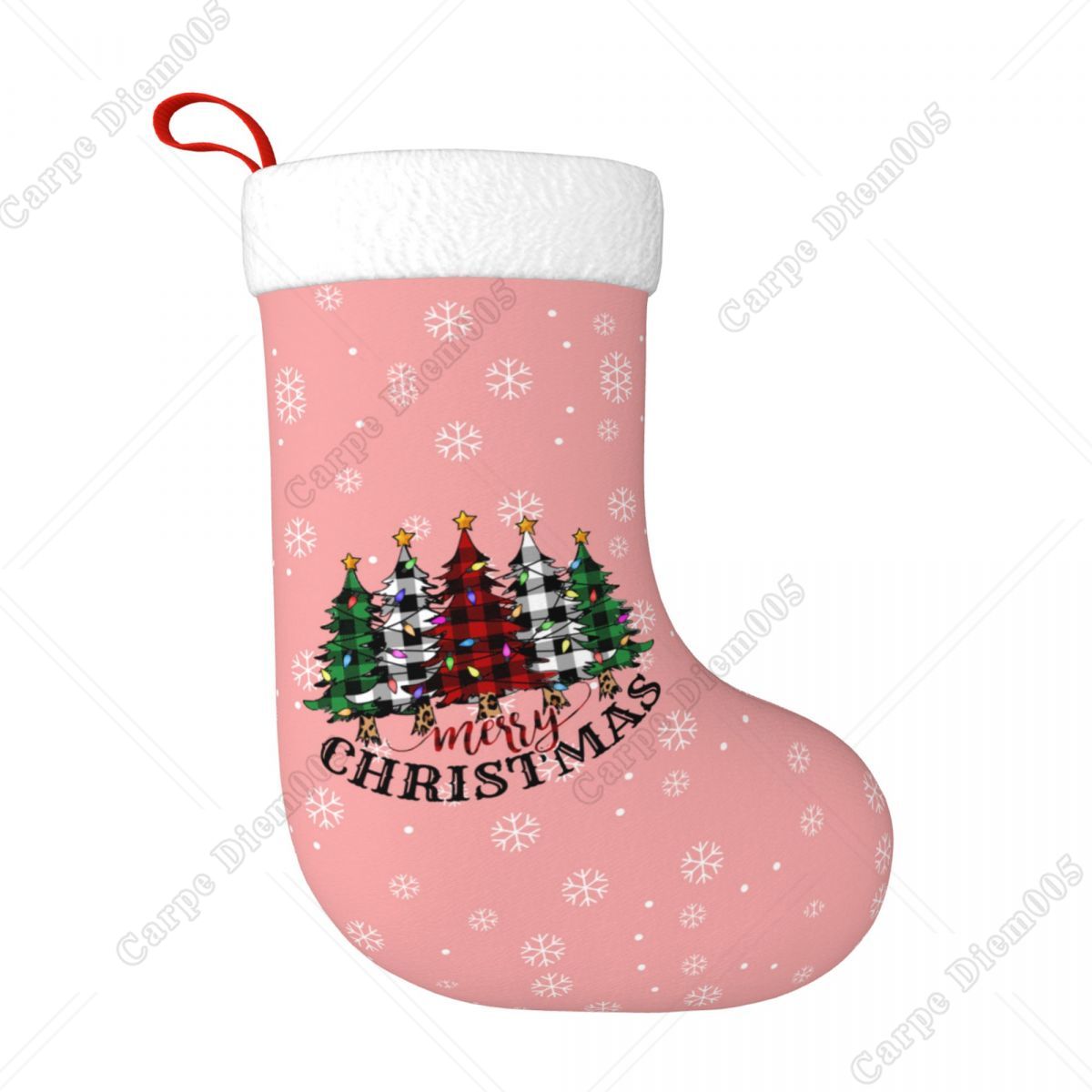 Christmas Stocking Hanging - Różowe płatki śniegu Choinki Pończochy Duże