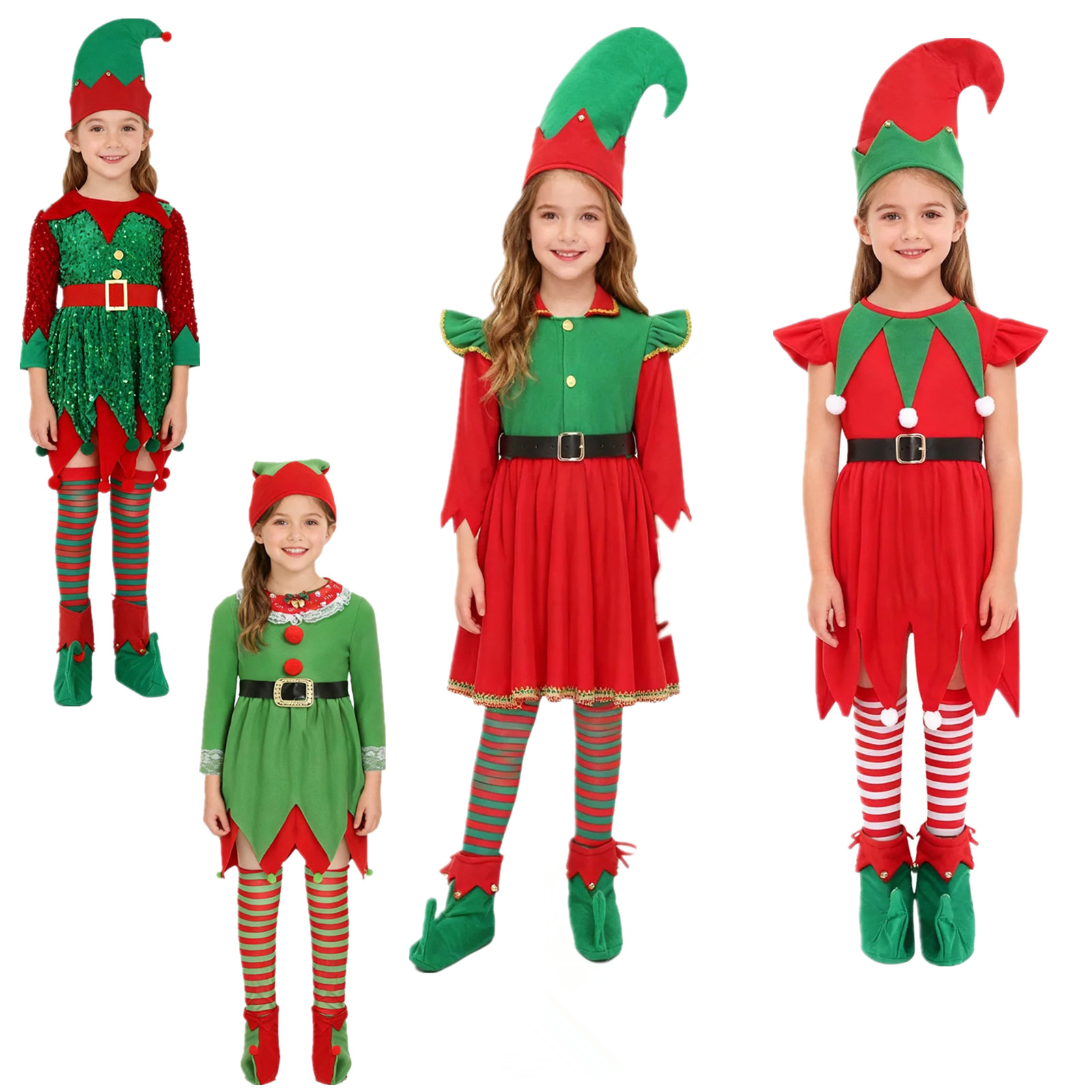 Elf Costume Christmas - Strój Świąteczny Elfki, Pomocniczka Świętego Mikołaja,