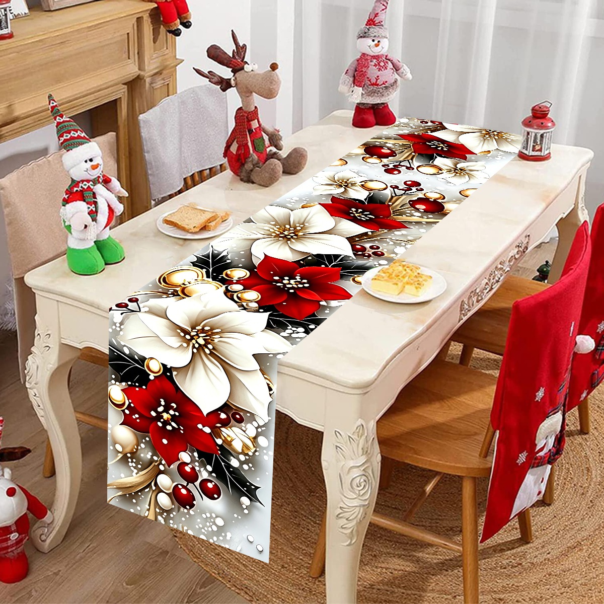 Obrus na stół z motywem kwiato – Christmas Table Runner recenzja i cena