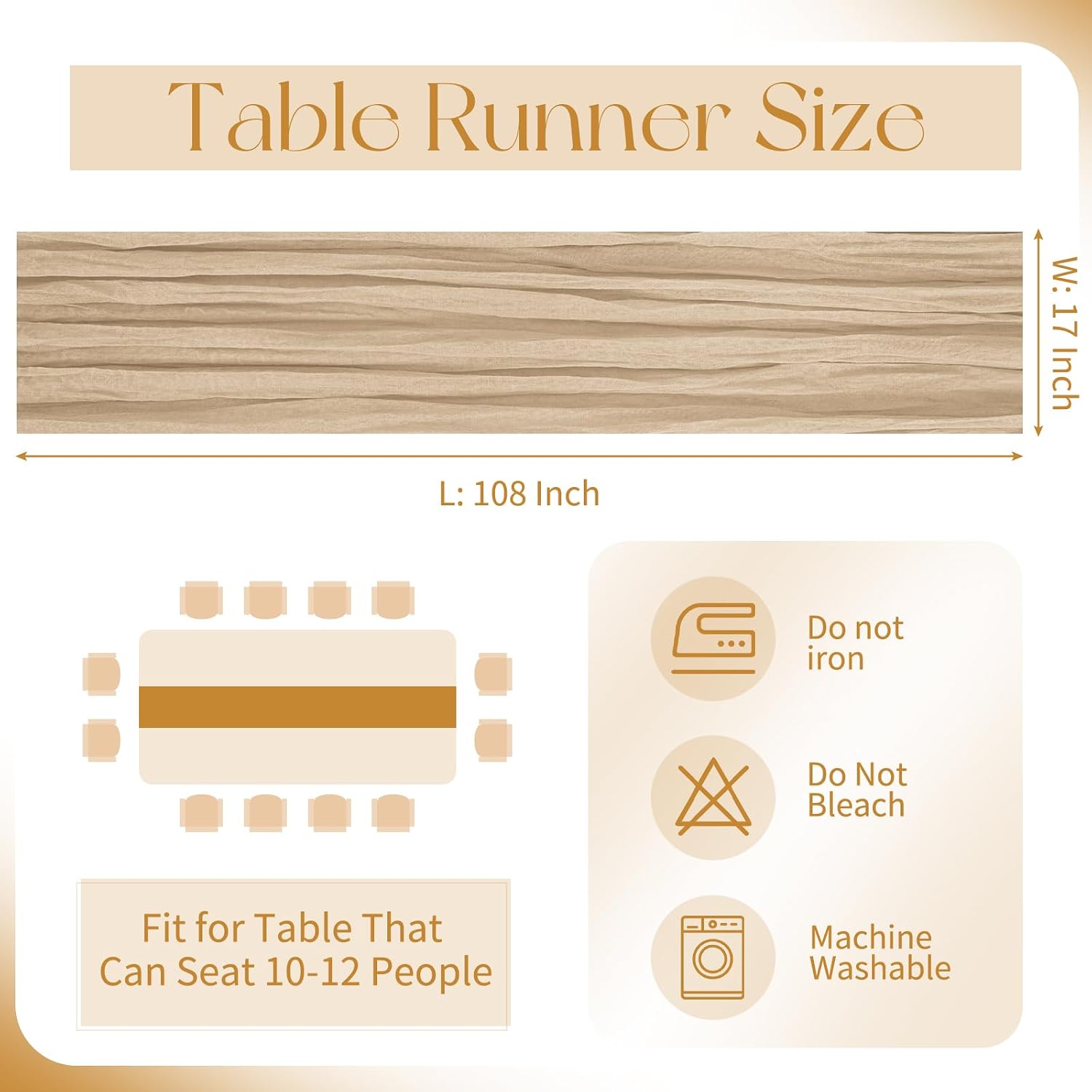 Beżowy bieżnik z gazy, półprze – Christmas Table Runner recenzja i cena