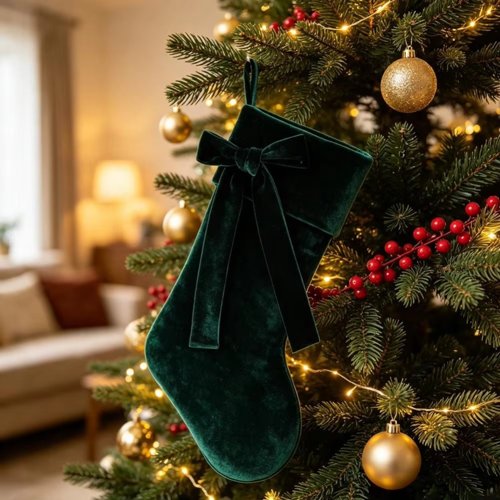 Jednokolorowa aksamitna skarpe – Christmas Stocking Hanging recenzja i cena