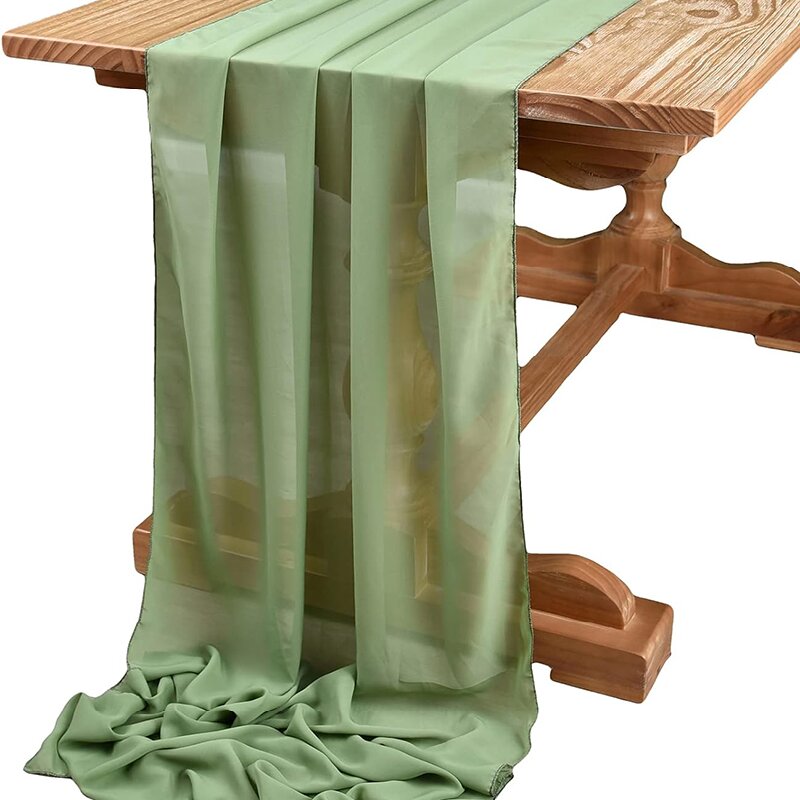 Sage Green Chiffon Table Runne – Christmas Table Runner recenzja i cena