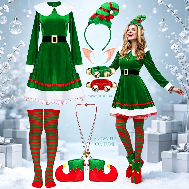 Damski zestaw kostiumu elfa na – Elf Costume Christmas recenzja i cena